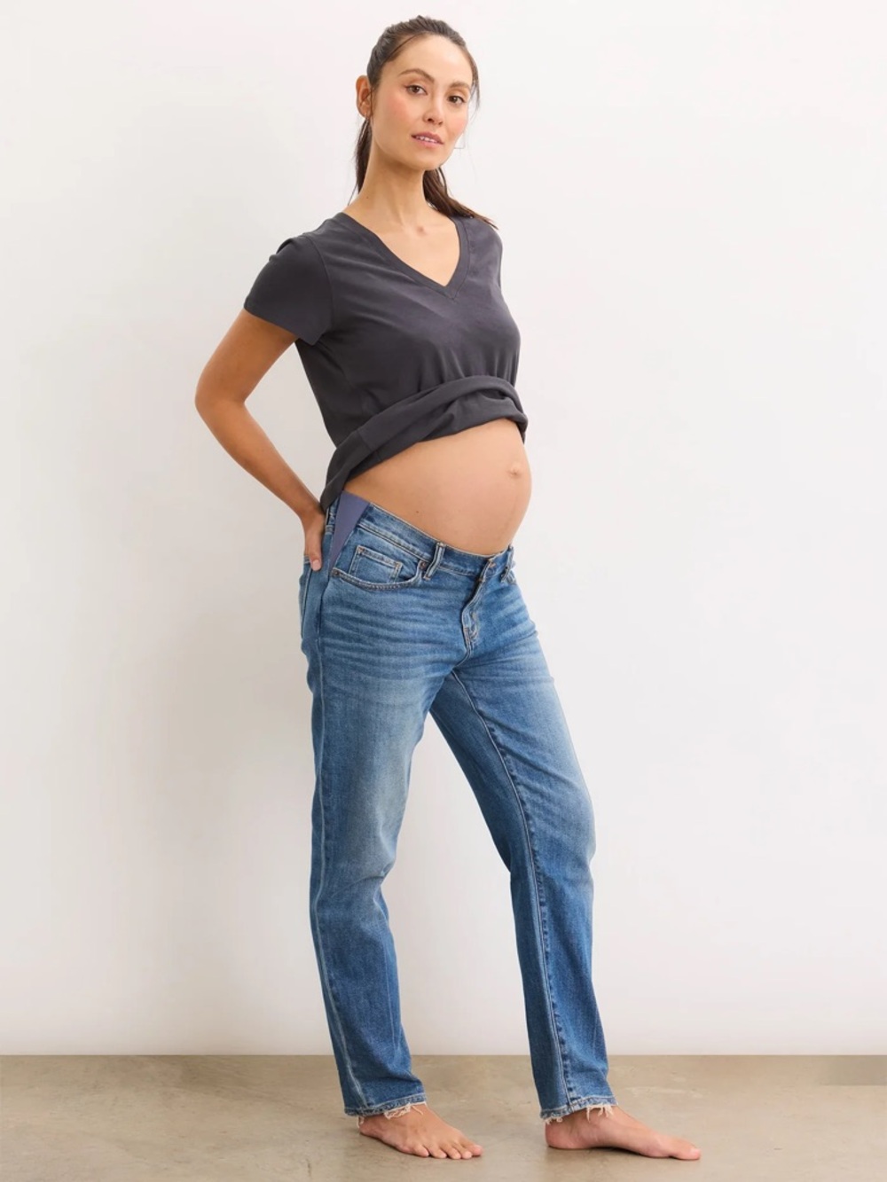 Hatch Women's Boyfriend Jeans in Medium Blue